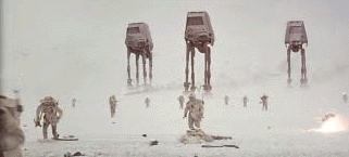 ATAT's approaching the rebel base on Hoth